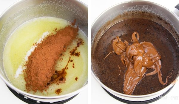 in-process images of how to make nutella no bake cookies