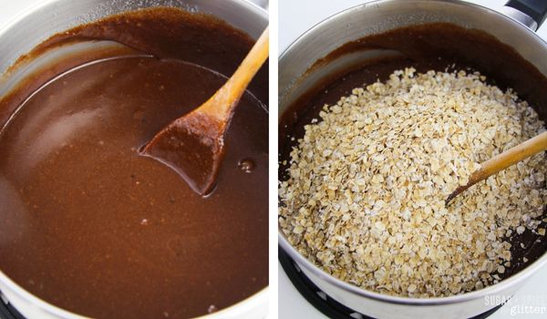 in-process images of how to make nutella no bake cookies