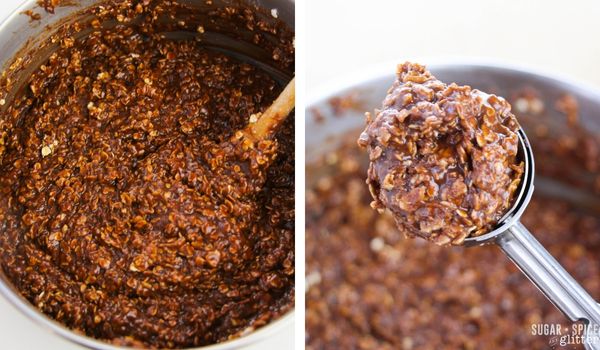 in-process images of how to make nutella no bake cookies