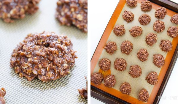in-process images of how to make nutella no bake cookies