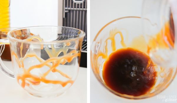 in-process images of how to make butterbeer lattes
