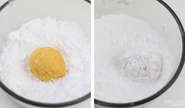 in-process images showing how to make lemon thumbprint cookies