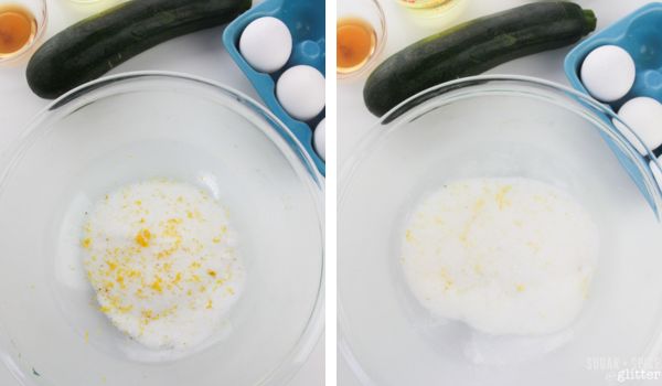 in-process images of how to make lemon zucchini bread