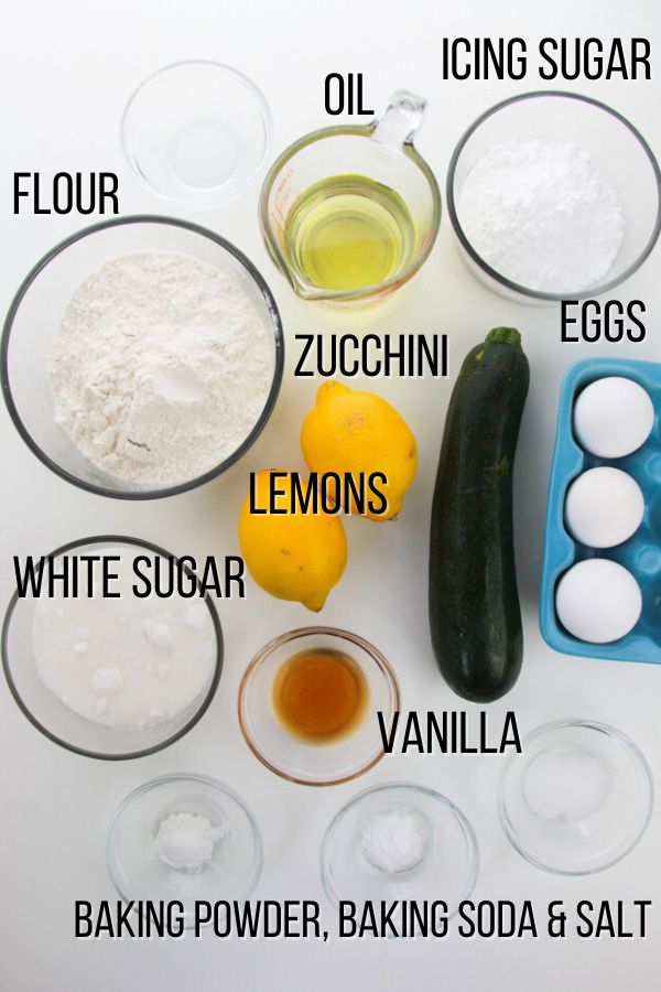ingredients needed to make lemon zucchini bread