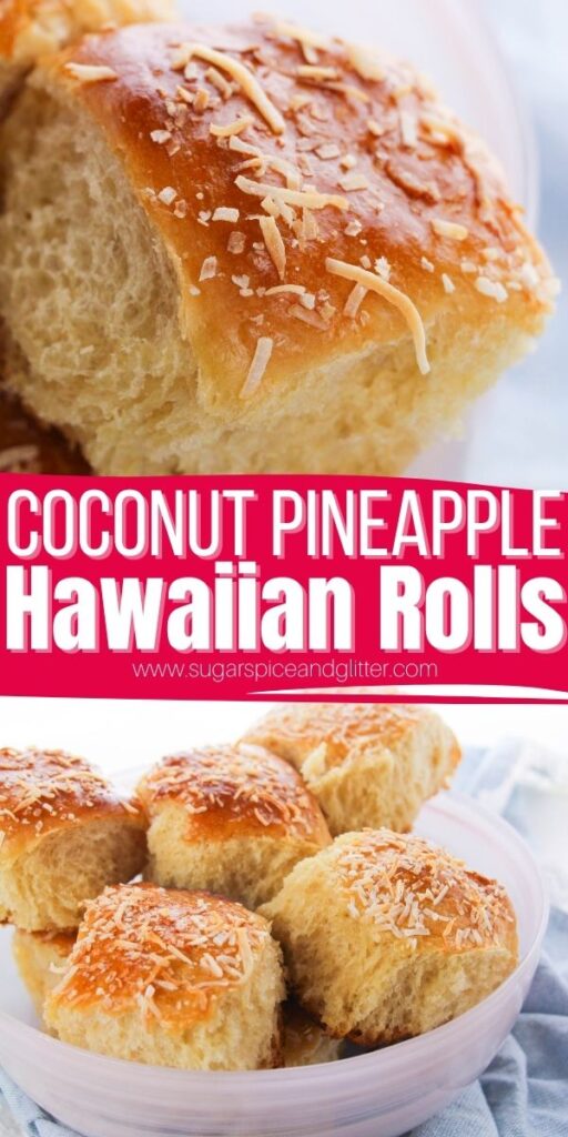 A tropical twist on our classic Hawaiian Dinner Rolls recipe, today's Coconut Pineapple Hawaiian Sweet Rolls are soft, fluffy and lightly sweet with tropical flavor in every bite. These simple dinner rolls pair beautifully with both sweet and savory dishes.