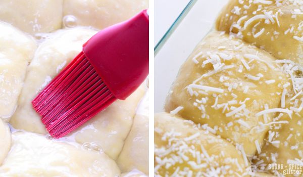 in-process images showing how to make coconut Hawaiian rolls