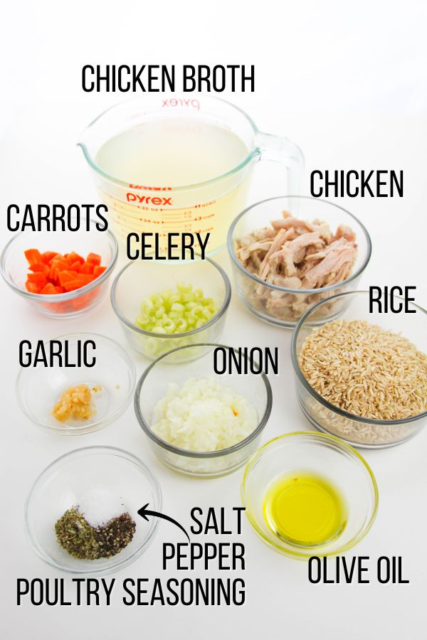 ingredients to make chicken and rice soup