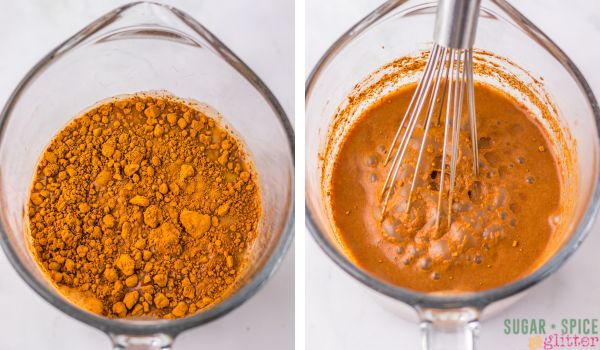 in-process images of how to make a copycat peppermint mocha frappuccino