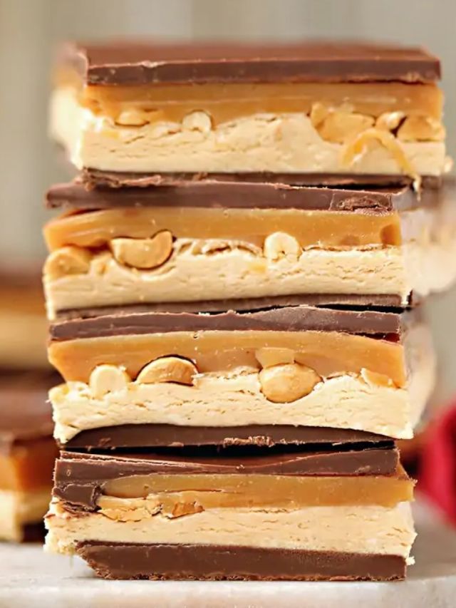 Homemade Snickers Close up image.