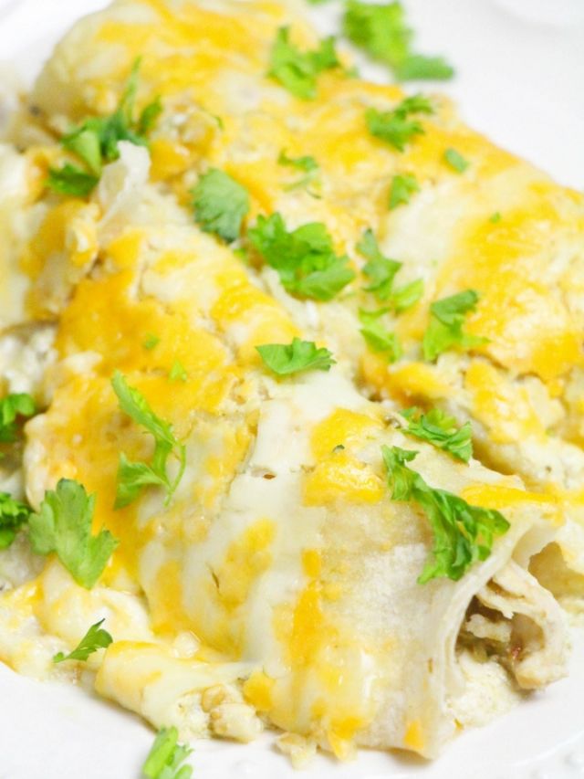 Super Simple Slow Cooker White Chicken Enchiladas-Cover image.